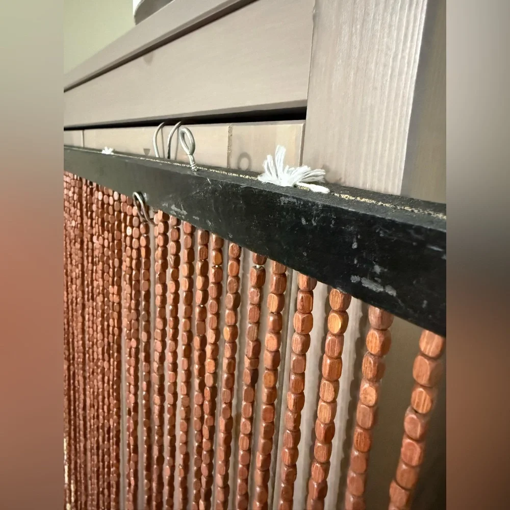 VINTAGE Wood beaded curtain BOHO HIPPIE doorway wall hang BRAND NEW 35x75 - Picture 4 of 5